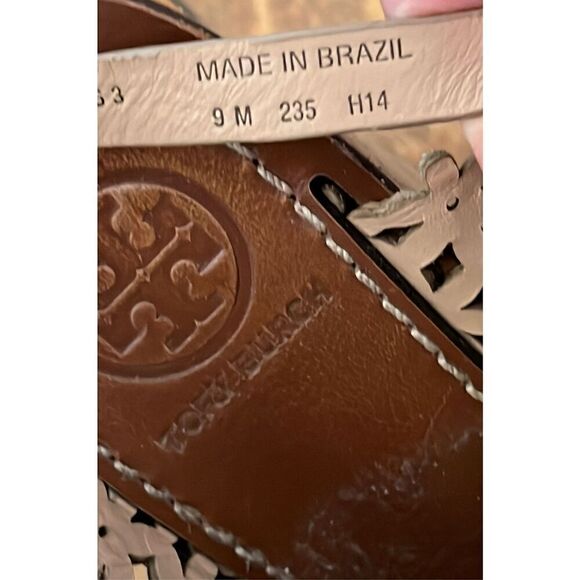 Tory Burch Floral Perforated 125mm Wedge Sandal Natural Blush size 9 - Picture 13 of 13